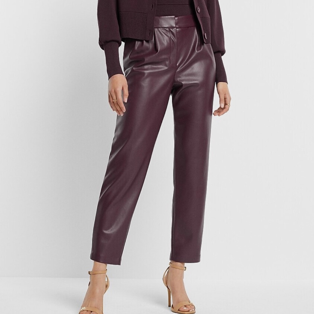 EXPRESS Burgundy Vegan Leather Pants size 4R